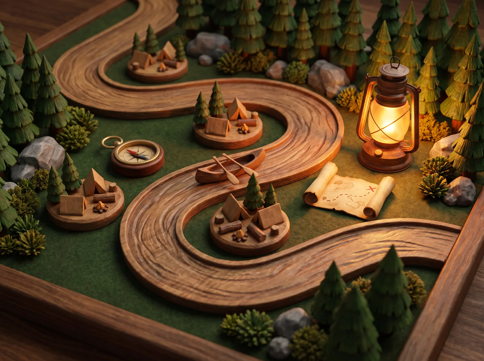 Fictional creek board game map